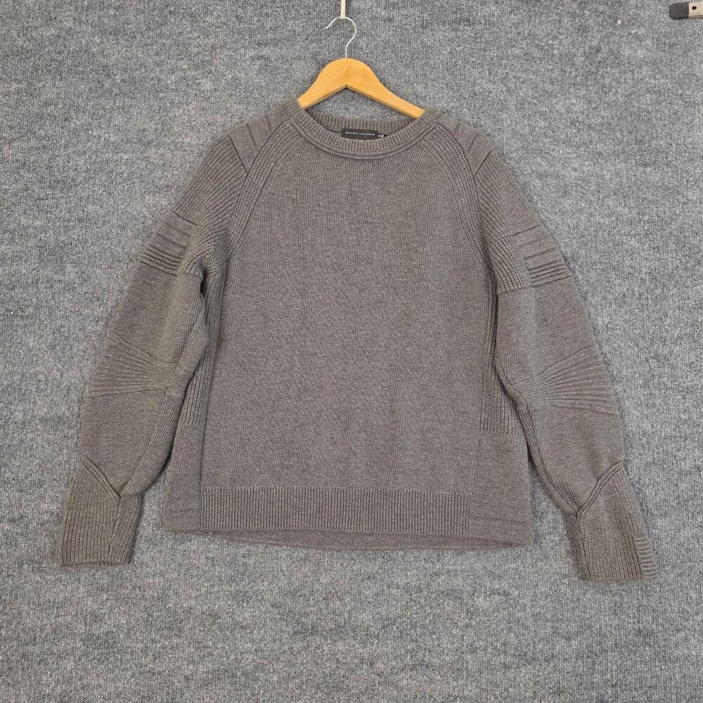 Ralph Lauren Sweater Mens 2XL Gray Merino Wool Textured Knit Crewneck Chunky Dad